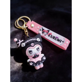 3D PVC Figure Keychain - Kuromi - Pink Dress Paw Prints