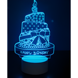 3D LED Night Light - Birthday Cake