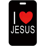ID Card Badge Holder - I Love Jesus Red Heart Black