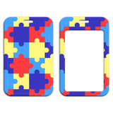 ID Card Badge Holder - Autism Awareness Puzzle Pieces Solid Block Pattern