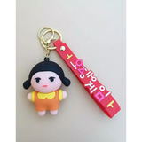3D PVC Figure Keychain - Squid Game - Younghee Doll Orange Dress