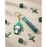 3D PVC Figure Keychain - Minecraft - Dream Pixelated Face On Green Cross
