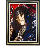 3D Light Frame - Anime - Long-haired Man With Bandana, Chains, Blue Jacket On Red Graffiti Background