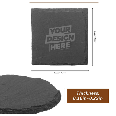 Premium Laser Engraving - Square Slate Coaster