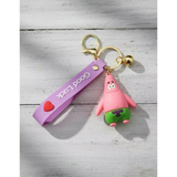 3D PVC Figure Keychain - SpongeBob SquarePants - Patrick Star Standing With A Smile