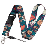 Lanyard - Floral Pattern (Teal Background)