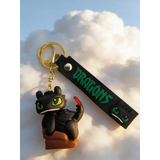 3D PVC Figure Keychain - How to Train Your Dragon - Toothless Sitting Red Tail Fin