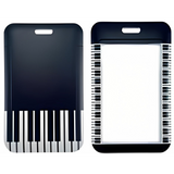 ID Card Badge Holder - Black And White Piano Keyboard Design