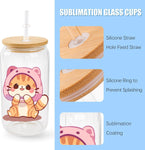 Personalized Glass Cups with Lids and Straws 16oz