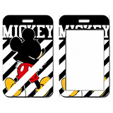 ID Card Badge Holder - Mickey & Friends - Mickey Mouse On Black White Stripes