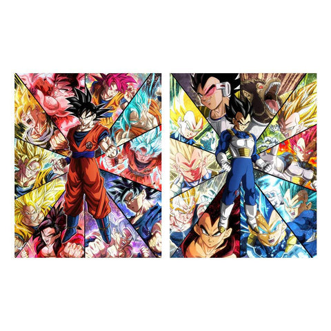 3D Lenticular Poster - Dragon Ball - Goku & Vegeta Transformations