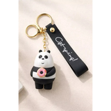 3D PVC Figure Keychain - Osos Escandalosos - Panda Holding Donut