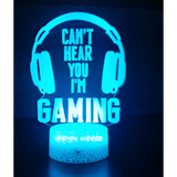 3D LED Night Light - Headphones with CANT HEAR YOU IM GAMING