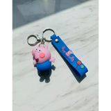 3D PVC Figure Keychain - Peppa Pig - George Pig Blue Outfit