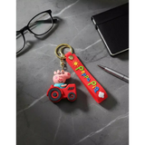 3D PVC Figure Keychain - Peppa Pig - Grandpa Pig Driving Tractor
