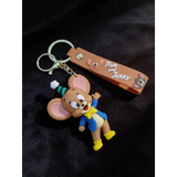 3D PVC Figure Keychain - Tom and Jerry - Tuffy Party Hat Waving
