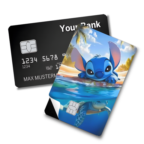 Credit Card Skin Sticker - Lilo & Stitch - Stitch with Sea Turtle (Ocean Design)