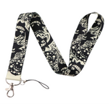 Lanyard - Black and White Skull Pattern
