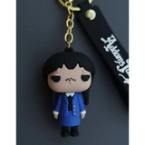 3D PVC Figure Keychain - Familia Addams Adams - Wednesday Nevermore Uniform Variant 3