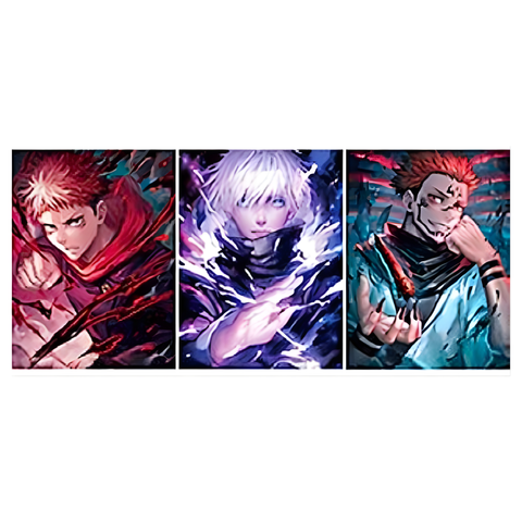 3D Lenticular Poster 12"x16" - Jujutsu Kaisen - Sukuna, Satoru Gojo & Yuji Itadori