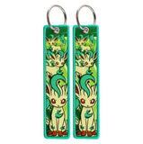 Embroidery Keychain - Pokémon - Leafeon (Repeating Pattern Green Background)