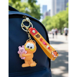 3D PVC Figure Keychain - Garfield - Holding Pink Bear