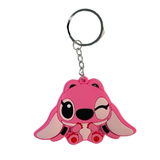 Lilo & Stitch Pink Angel winking PVC keychain