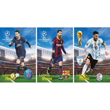 3D Lenticular Poster 12x16 - Lionel Messi - Three Club Jerseys Stadium Action