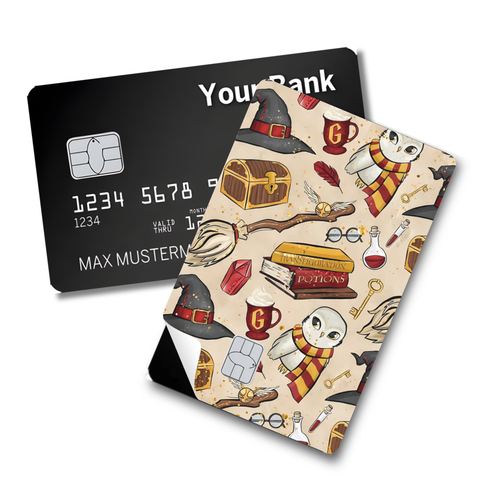Credit Card Skin Sticker - Harry Potter - Gryffindor Magic Elements Pattern