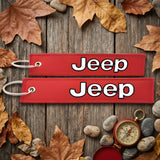 Embroidery Keychain - Auto Brands - Jeep Logo (Red)