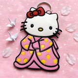 PVC Keychain - Sanrio - Hello Kitty In Pink Polka Dot Kimono