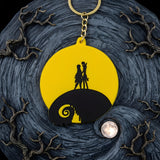 PVC Keychain - The Nightmare Before Christmas - Jack And Sally Spiral Hill Silhouette