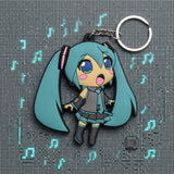 PVC Keychain - Vocaloid - Chibi Miku in Gray Top and Teal Skirt, Blushing