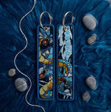 Embroidery Keychain - Pokémon - Gyarados Blue Serpent With Katakana Blue Border