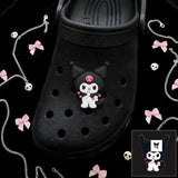 Crocs Charm - Sanrio - Kuromi Standing With Pink Skull Hood Looking Down