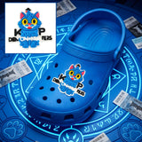 Shoe Charm - KPop Demon Hunters - Blue Cat Mascot With 'kpop Demon Hunters' Logo