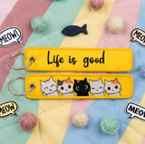 Embroidery Keychain - Cartoon Cats - Life Is Good