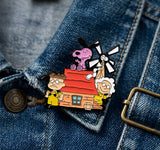 Enamel Pin - Courage the Cowardly Dog - Courage, Muriel And Eustace (Peanuts Style)