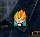 Enamel Pin - Dragon Ball - Vegeta Chibi Super Saiyan Teal Background