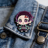 Enamel Pin - Demon Slayer - Tanjiro Kamado Chibi Checkered Haori Forehead Scar