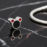 Bracelet Charm - Mickey Mouse - Mickey Head Bead (Black Face, Red Ears)