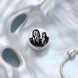 Bracelet Charm - Scream - Ghostface Silver Round Bead