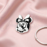Bracelet Charm - Minnie Mouse - Minnie Head With Bow Silver Bead