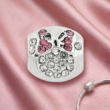 Bracelet Charm - Mickey Mouse - Minnie Mouse Pave Crystal Bead With Pink Bow