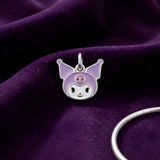 Bracelet Charm - Sanrio - Two Kuromi Face Beads, White Face Purple-black Hood