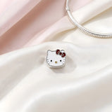 Bracelet Charm - Sanrio - White Hello Kitty Face Beads With Red Bow