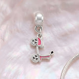 Bracelet Charm - Pink Scooter Moped Charm Bead