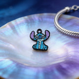 Bracelet Charm - Lilo & Stitch - Blue Stitch Sitting Hands At Belly Purple Ears