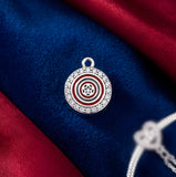 Bracelet Charm - Marvel - Captain America Shield Bead With Rhinestone Border