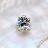 Bracelet Charm - Decorative Top Hat With Flowers Bead